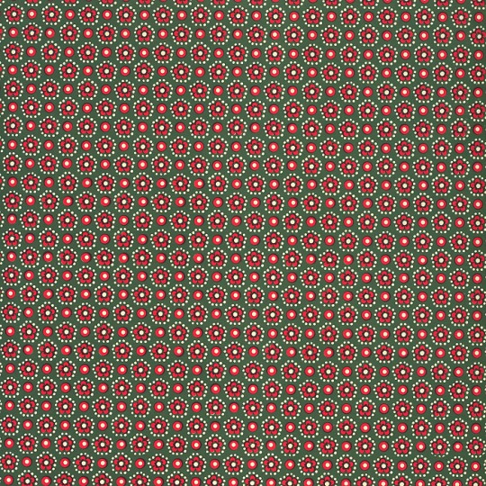 Green and Red Flower and Dot Print Italian Paper ~ Carta Varese Italy